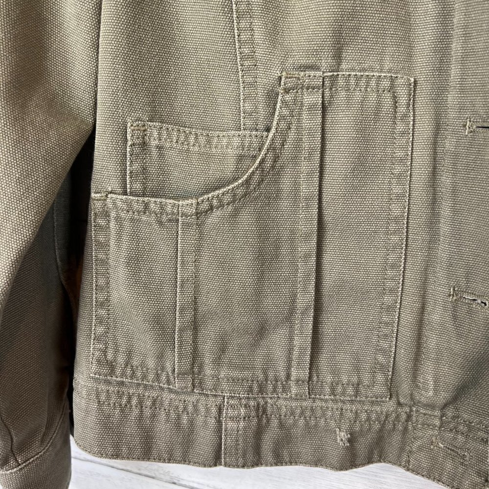 J Jill Jacket Womens Size XSP Olive Green Utility Military Distressed Denim Army - Picture 9 of 13